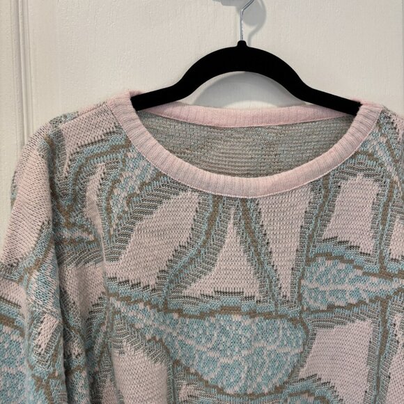 Vintage Pink and Blue Patterned Women's Sweater - Picture 4 of 7
